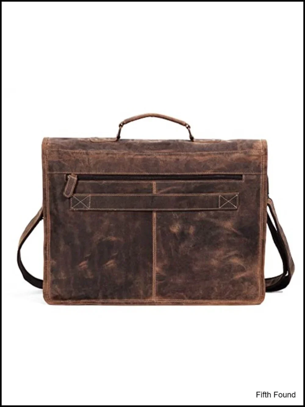 18 Inch Buffalo Leather Laptop Briefcase Messenger Bag Multi Section Unisex